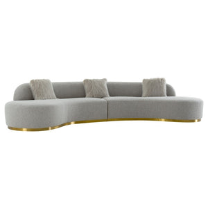 Pasargad Home Simona Upholstered Sofa - Artistic Curved Design With Premium Comfort & Style Grey Textured Polyester Fabric Pzw-943g