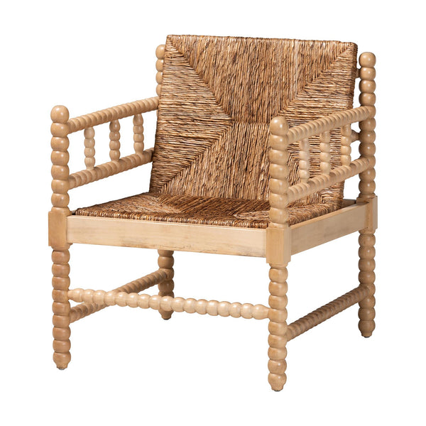 Baxton Studio Bali & Pari Dolores Seagrass Accent Chair with Acacia Bobbin Frame for Boho Spaces Dolores-Natural-AC