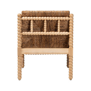 Bali & Pari Dolores Seagrass Accent Chair with Acacia Bobbin Frame for Boho Spaces