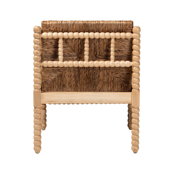 Bali & Pari Dolores Seagrass Accent Chair with Acacia Bobbin Frame for Boho Spaces