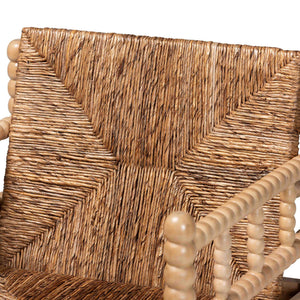 Bali & Pari Dolores Seagrass Accent Chair with Acacia Bobbin Frame for Boho Spaces