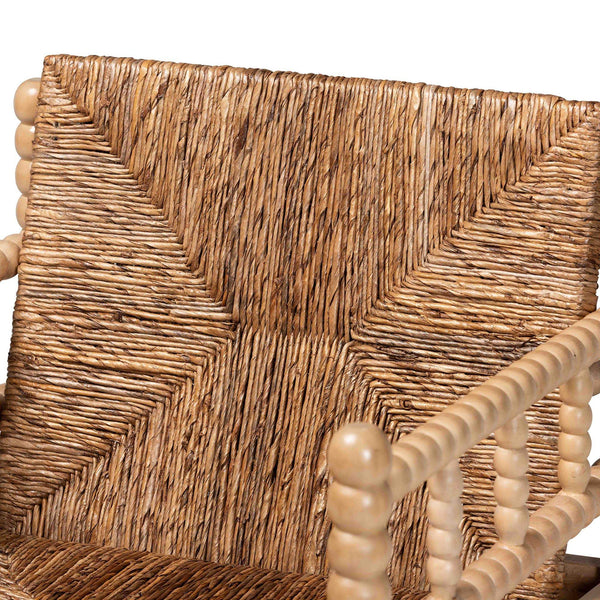 Bali & Pari Dolores Seagrass Accent Chair with Acacia Bobbin Frame for Boho Spaces