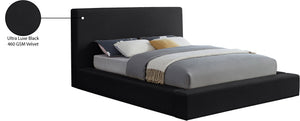 Meridian Furniture Dorian Full Bed Velvet Upholstered Low Profile Frame for Contemporary Bedroom Style Black DorianBlack-F