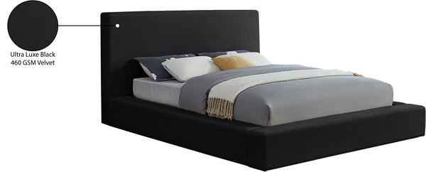 Meridian Furniture Dorian Low Profile King Bed Upholstered Velvet Panel Headboard for Modern Bedroom Decor Black DorianBlack-K