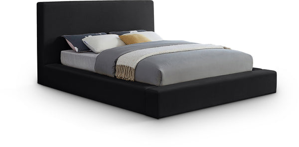 Meridian Furniture Dorian Low Profile King Bed Upholstered Velvet Panel Headboard for Modern Bedroom Decor Black DorianBlack-K
