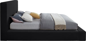 Meridian Furniture Dorian Low Profile King Bed Upholstered Velvet Panel Headboard for Modern Bedroom Decor Black DorianBlack-K