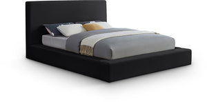 Meridian Furniture Dorian Queen Bed Low Profile Velvet Upholstered Frame with Slatted Support for Modern Bedrooms Black DorianBlack-Q