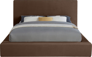 Meridian Furniture Dorian Full Bed Velvet Upholstered Low Profile Frame for Contemporary Bedroom Style Brown DorianBrown-F