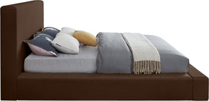 Meridian Furniture Dorian Low Profile King Bed Upholstered Velvet Panel Headboard for Modern Bedroom Decor Brown DorianBrown-K