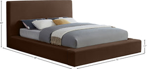 Meridian Furniture Dorian Queen Bed Low Profile Velvet Upholstered Frame with Slatted Support for Modern Bedrooms Brown DorianBrown-Q