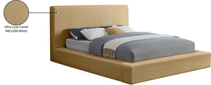 Meridian Furniture Dorian Full Bed Velvet Upholstered Low Profile Frame for Contemporary Bedroom Style Camel DorianCamel-F
