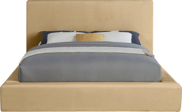 Meridian Furniture Dorian Full Bed Velvet Upholstered Low Profile Frame for Contemporary Bedroom Style Camel DorianCamel-F