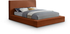 Meridian Furniture Dorian Full Bed Velvet Upholstered Low Profile Frame for Contemporary Bedroom Style Cognac DorianCognac-F