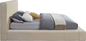 Meridian Furniture Dorian Full Bed Velvet Upholstered Low Profile Frame for Contemporary Bedroom Style Cream DorianCream-F