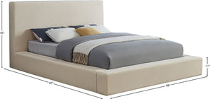 Meridian Furniture Dorian Low Profile King Bed Upholstered Velvet Panel Headboard for Modern Bedroom Decor Cream DorianCream-K