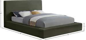 Meridian Furniture Dorian Full Bed Velvet Upholstered Low Profile Frame for Contemporary Bedroom Style Green DorianGreen-F