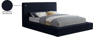 Meridian Furniture Dorian Full Bed Velvet Upholstered Low Profile Frame for Contemporary Bedroom Style Navy DorianNavy-F