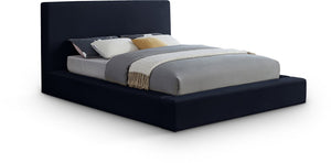 Meridian Furniture Dorian Full Bed Velvet Upholstered Low Profile Frame for Contemporary Bedroom Style Navy DorianNavy-F