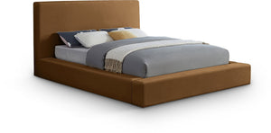 Meridian Furniture Dorian Full Bed Velvet Upholstered Low Profile Frame for Contemporary Bedroom Style Saddle DorianSaddle-F