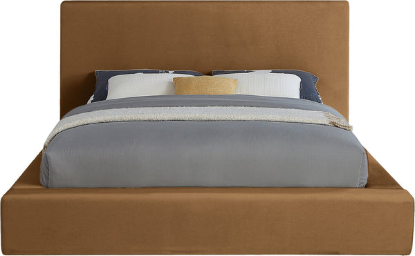Meridian Furniture Dorian Full Bed Velvet Upholstered Low Profile Frame for Contemporary Bedroom Style Saddle DorianSaddle-F