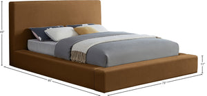 Meridian Furniture Dorian Queen Bed Low Profile Velvet Upholstered Frame with Slatted Support for Modern Bedrooms Saddle DorianSaddle-Q