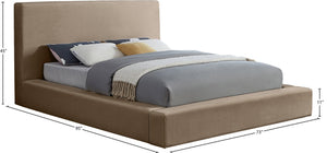 Meridian Furniture Dorian Queen Bed Low Profile Velvet Upholstered Frame with Slatted Support for Modern Bedrooms Taupe DorianTaupe-Q