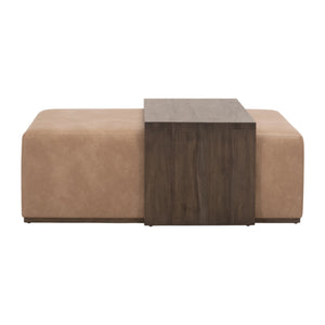 Dovetail Upholstered Coffee Table Ivanhoe Toast, Burnished Brown Acacia Z-OG818 Essentials for Living