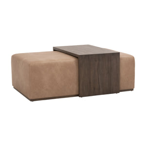 Dovetail Upholstered Coffee Table Ivanhoe Toast, Burnished Brown Acacia Z-OG818 Essentials for Living