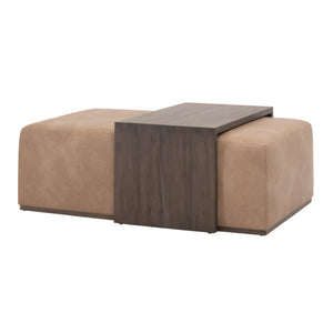 Dovetail Upholstered Coffee Table Ivanhoe Toast, Burnished Brown Acacia Z-OG818 Essentials for Living