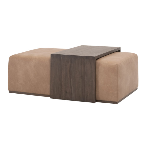 Dovetail Upholstered Coffee Table Ivanhoe Toast, Burnished Brown Acacia Z-OG818 Essentials for Living