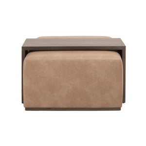 Dovetail Upholstered Coffee Table Ivanhoe Toast, Burnished Brown Acacia Z-OG818 Essentials for Living