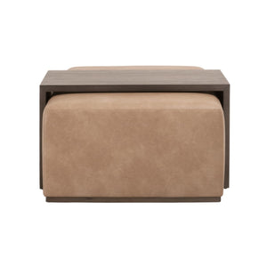 Essentials For Living Dovetail Upholstered Coffee Table - Elegant Dual-design Acacia & Vegan Leather For Stylish Living Spaces Burnished Brown Acacia Mdf,Acacia Veneer,Solid Beech Wood,Solid Rubberwood,Metal 6042.Bbrn/Ivt