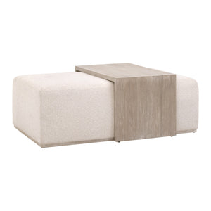 Dovetail Upholstered Coffee Table LiveSmart Gellar-Linen, Natural Gray Acacia 6042.NG/LGLIN Essentials for Living