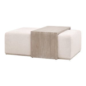 Dovetail Upholstered Coffee Table LiveSmart Gellar-Linen, Natural Gray Acacia 6042.NG/LGLIN Essentials for Living
