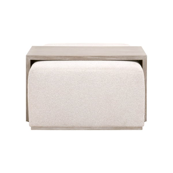 Dovetail Upholstered Coffee Table LiveSmart Gellar-Linen, Natural Gray Acacia 6042.NG/LGLIN Essentials for Living