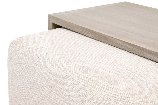 Dovetail Upholstered Coffee Table LiveSmart Gellar-Linen, Natural Gray Acacia 6042.NG/LGLIN Essentials for Living