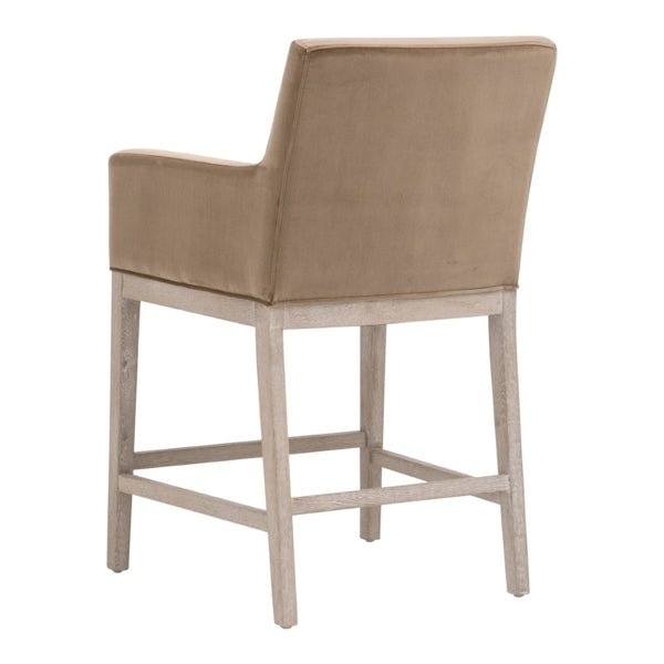 Essentials For Living Drake Velvet Counter Stool - Luxurious Comfort With Solid Oak Base For Stylish Dining & Bar Spaces Natural Gray Oak Solid Oak Wood,Plywood 6664cs.Car/Ng