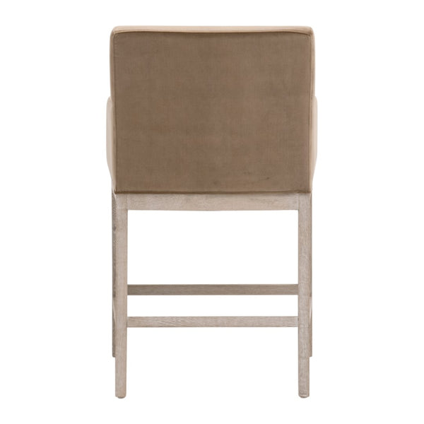 Essentials For Living Drake Velvet Counter Stool - Luxurious Comfort With Solid Oak Base For Stylish Dining & Bar Spaces Natural Gray Oak Solid Oak Wood,Plywood 6664cs.Car/Ng