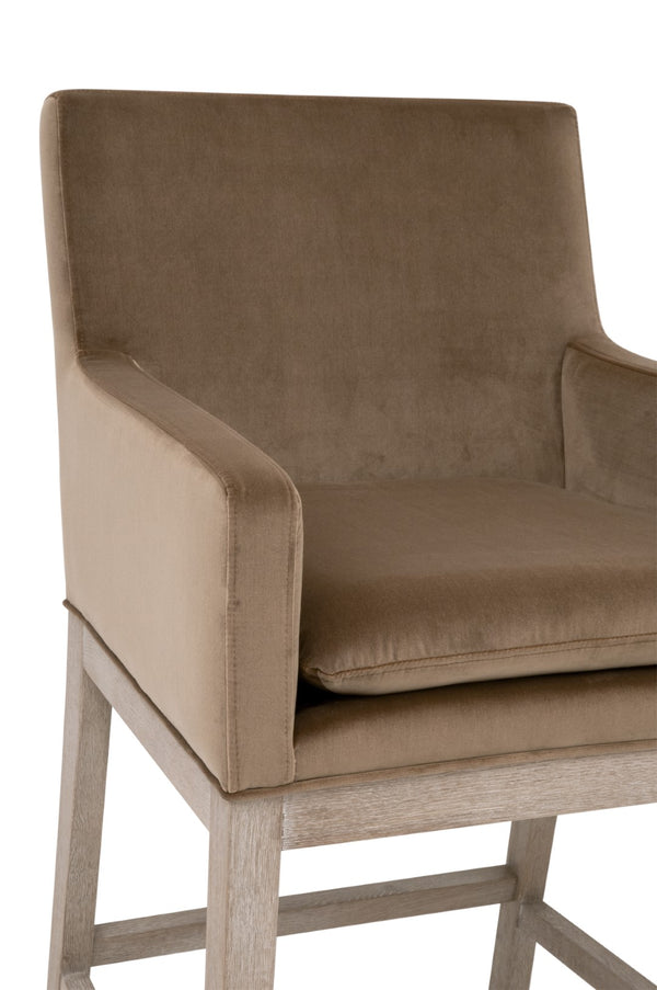 Essentials For Living Drake Velvet Counter Stool - Luxurious Comfort With Solid Oak Base For Stylish Dining & Bar Spaces Natural Gray Oak Solid Oak Wood,Plywood 6664cs.Car/Ng