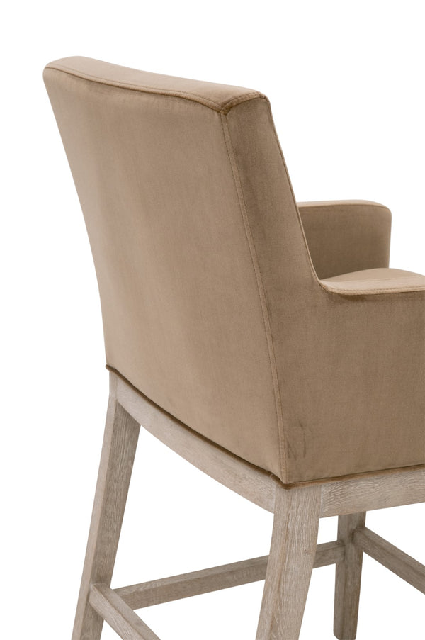 Essentials For Living Drake Velvet Counter Stool - Luxurious Comfort With Solid Oak Base For Stylish Dining & Bar Spaces Natural Gray Oak Solid Oak Wood,Plywood 6664cs.Car/Ng