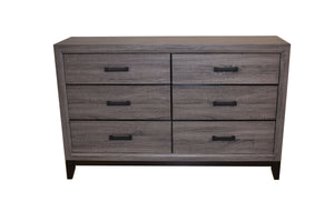 English Elm Queen Sierra 5-Pc Contemporary Rustic Gray Bedroom Set with Panel Bed, Dresser, Mirror, Nightstand, Chest 808857913074