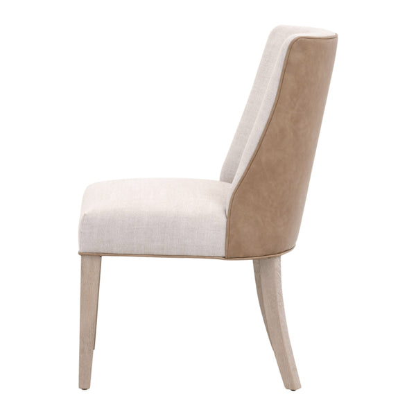 Duet Dining Chair, Set of 2 Performance Bisque French Linen, Ivanhoe-Toast, Natural Gray Ash 6491UP.NG/BIS/IVT Essentials for Living