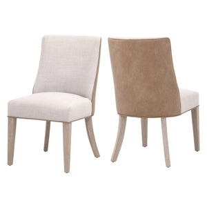 Duet Dining Chair, Set of 2 Performance Bisque French Linen, Ivanhoe-Toast, Natural Gray Ash 6491UP.NG/BIS/IVT Essentials for Living
