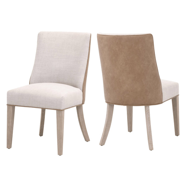 Duet Dining Chair, Set of 2 Performance Bisque French Linen, Ivanhoe-Toast, Natural Gray Ash 6491UP.NG/BIS/IVT Essentials for Living