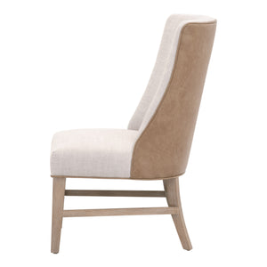 Essentials For Living Duet Head Chair - Elegant Two-tone Design With Durable Upholstery, Perfect For Dining Spaces Performance Bisque French Linen,Ivanhoe Toast,Natural Gray Ash Solid Ash Wood 6490up.Ng/Bis/Ivt