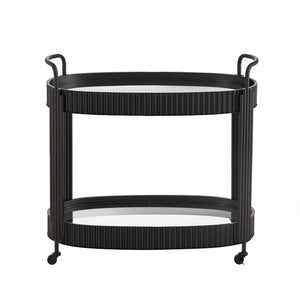Homelegance Choteau Iron Bar Cart with Tempered Glass Shelves for Modern Entertaining E099BK-07