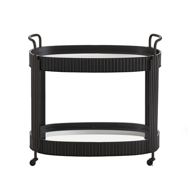 Homelegance Choteau Iron Bar Cart with Tempered Glass Shelves for Modern Entertaining E099BK-07