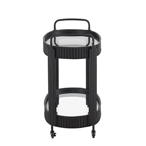 Choteau Iron Bar Cart with Tempered Glass Shelves for Modern Entertaining