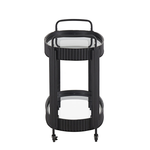 Choteau Iron Bar Cart with Tempered Glass Shelves for Modern Entertaining