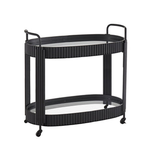 Choteau Iron Bar Cart with Tempered Glass Shelves for Modern Entertaining